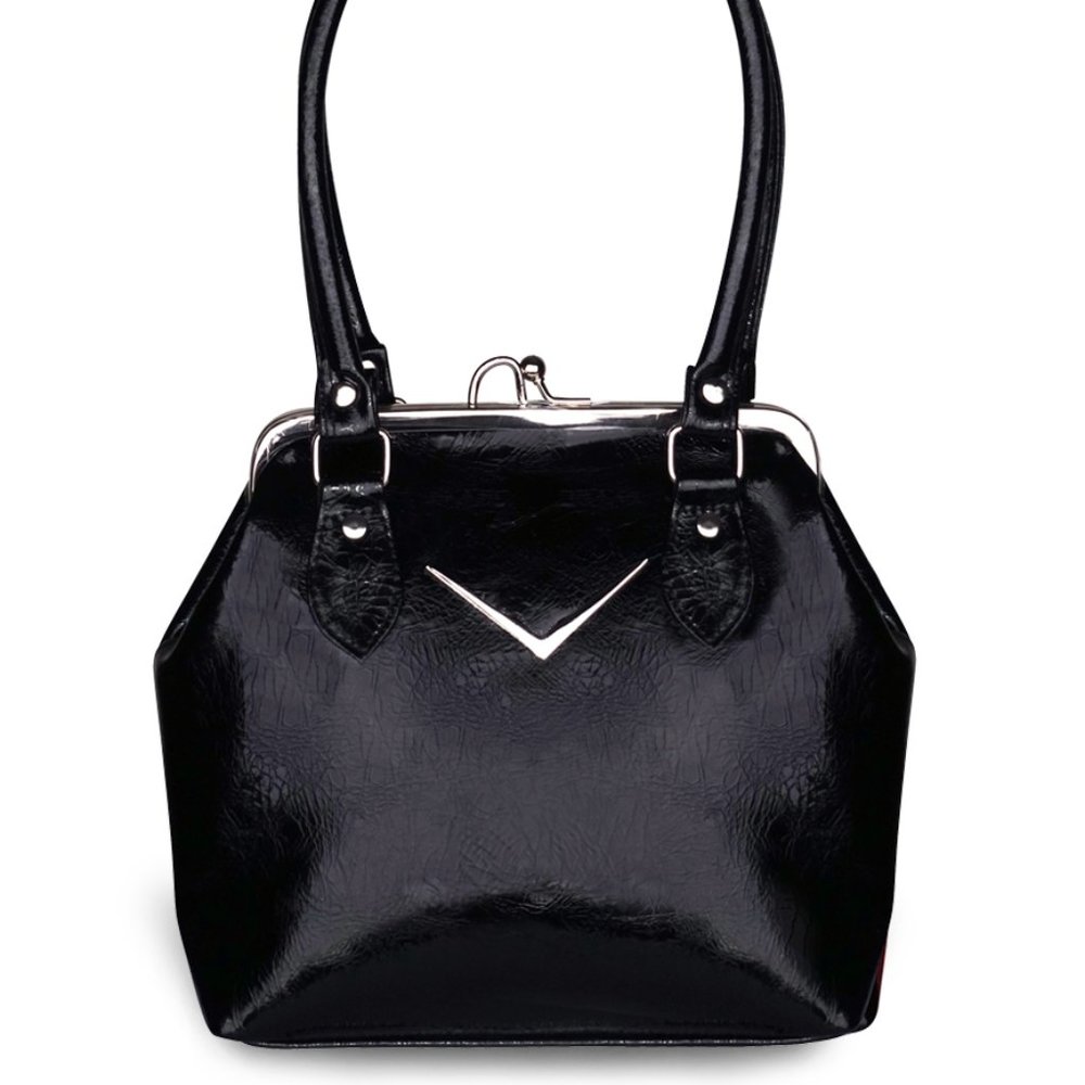 liquorbrand kisslock black rockabilly pinup purse